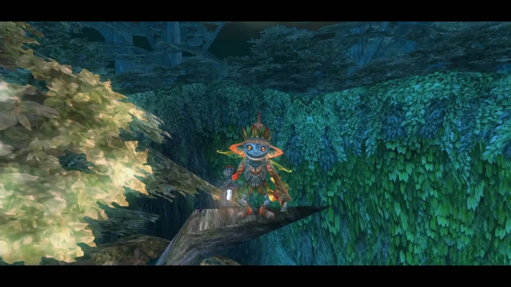 Skull Kid perched among the treetops during the hide-and-seek game Skull Kid perched among the treetops during the hide-and-seek game