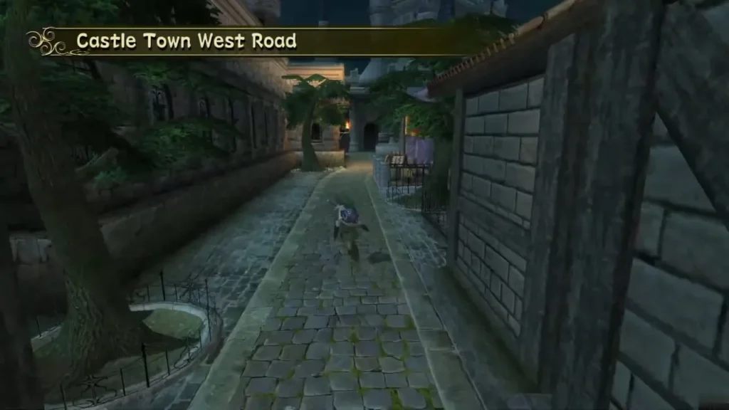 Link walking down the Castle Town West Road toward Charlo near the west exit Link walking down the Castle Town West Road toward Charlo near the west exit