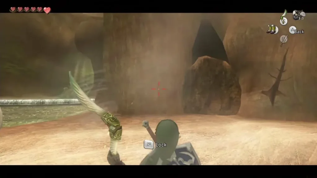 Link locking the Gale Boomerang onto the heart on the slope Link locking the Gale Boomerang onto the heart on the slope