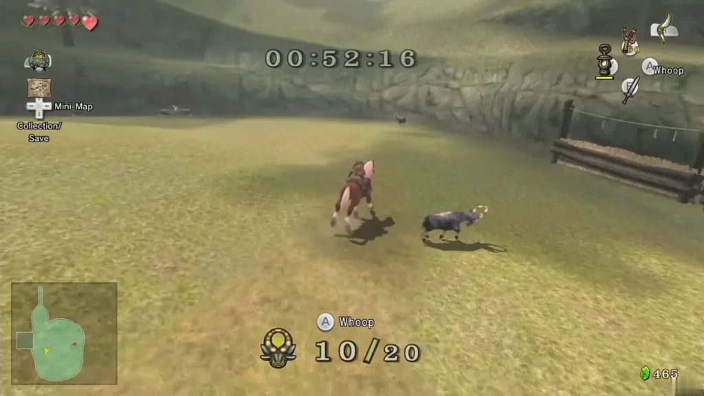 Link on horseback herding goats with the timer and counter on screen Link on horseback herding goats with the timer and counter on screen