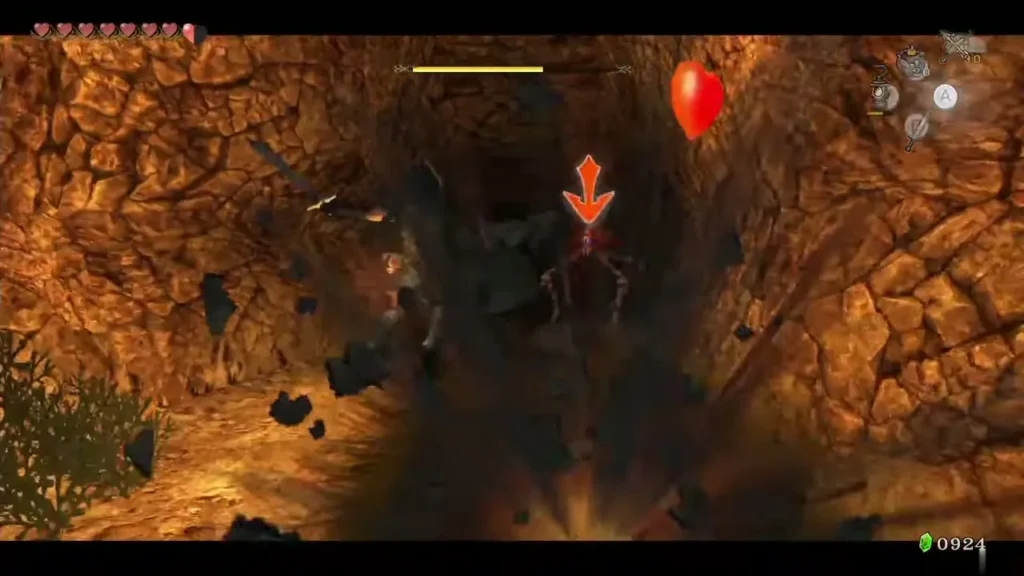A bomb blast hitting an enemy in a rocky passage of the cave A bomb blast hitting an enemy in a rocky passage of the cave
