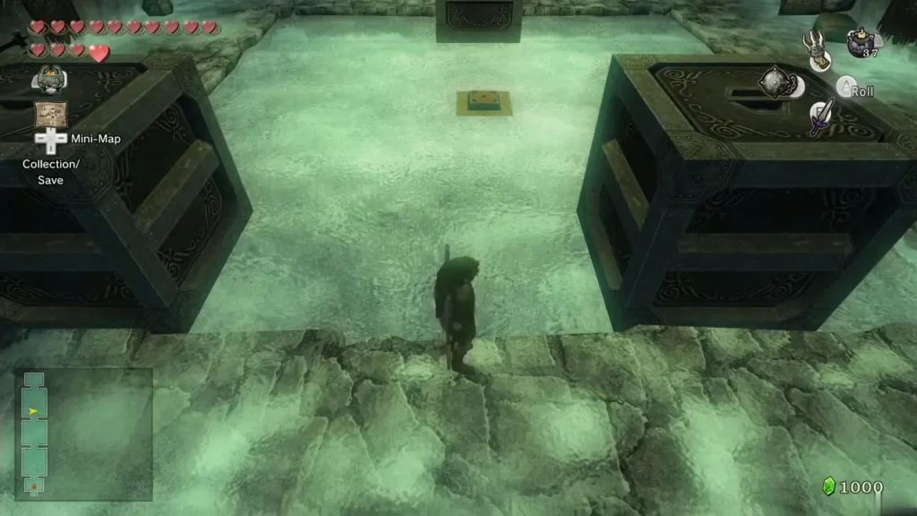 Link walks between two stone blocks on the icy floor Link walks between two stone blocks on the icy floor