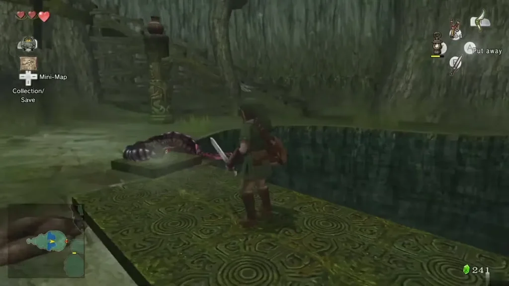 Gale Boomerang strikes a Tile Worm in the Forest Temple west room Gale Boomerang strikes a Tile Worm in the Forest Temple west room