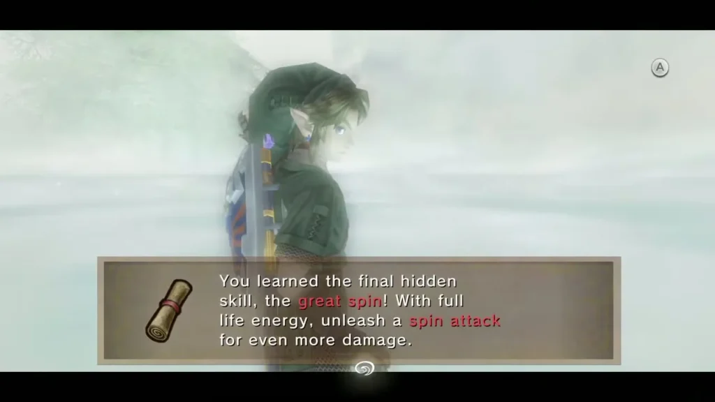 Link in the mist as the message says he learned the final hidden skill, the Great Spin Link in the mist as the message says he learned the final hidden skill, the Great Spin