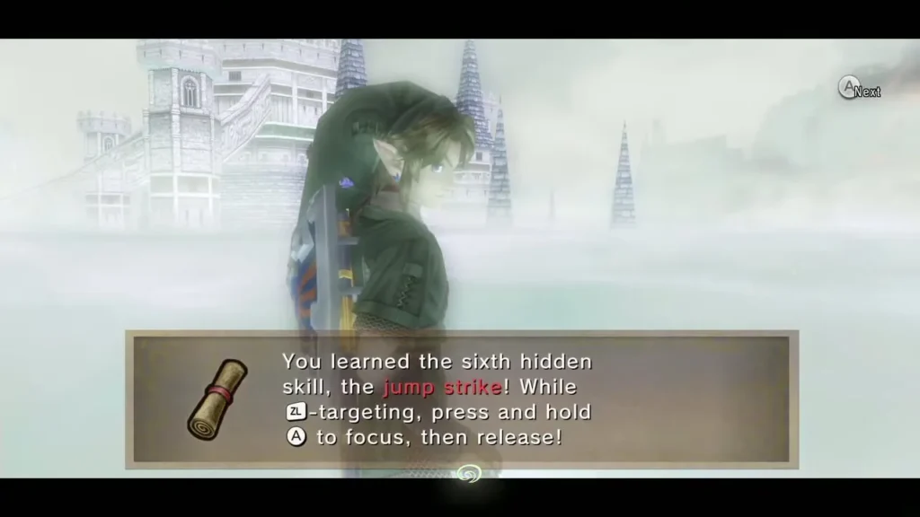 Link in the mist as the message says he learned the sixth hidden skill, the Jump Strike Link in the mist as the message says he learned the sixth hidden skill, the Jump Strike