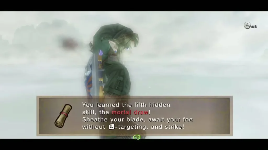Link in the mist as the message says he learned the fifth hidden skill, the Mortal Draw Link in the mist as the message says he learned the fifth hidden skill, the Mortal Draw