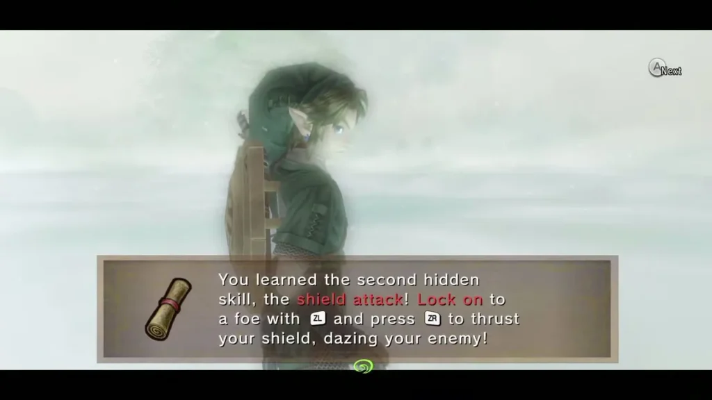 Link in the mist as the message says he learned the second hidden skill, the Shield Attack Link in the mist as the message says he learned the second hidden skill, the Shield Attack