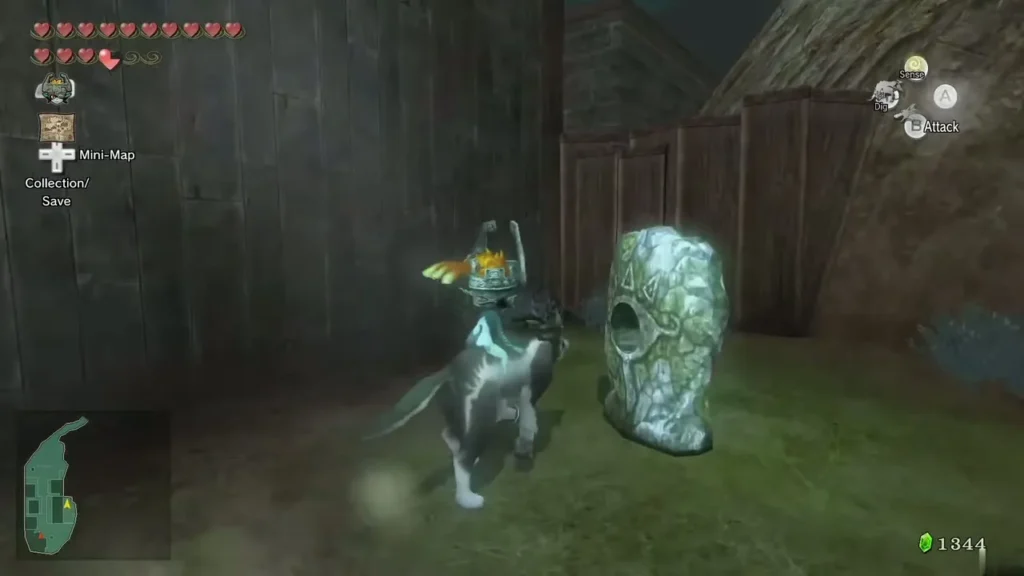 Wolf Link and Midna beside a Howling Stone in a grassy yard Wolf Link and Midna beside a Howling Stone in a grassy yard