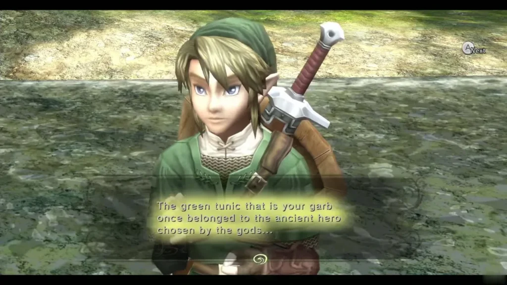 Link in the green Hero's Clothes as the tunic is said to belong to the ancient hero Link in the green Hero's Clothes as the tunic is said to belong to the ancient hero