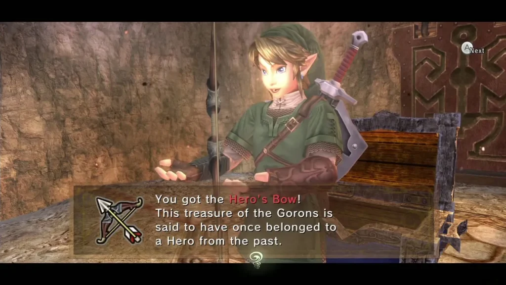 Link holding up the Hero's Bow with the You got the Hero's Bow message Link holding up the Hero's Bow with the You got the Hero's Bow message