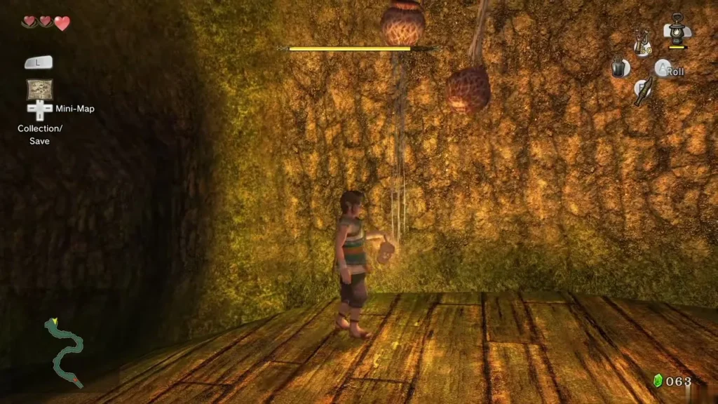Link holding the lit Lantern in a dim, golden-lit wooden room Link holding the lit Lantern in a dim, golden-lit wooden room