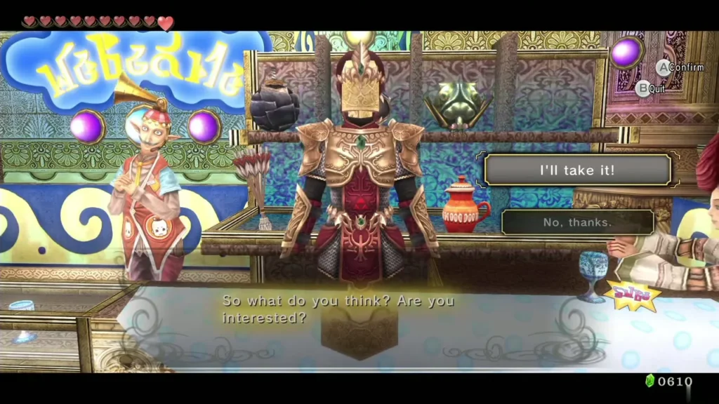 Malo Mart clerk offering the Magic Armor with the I'll take it prompt Malo Mart clerk offering the Magic Armor with the I'll take it prompt