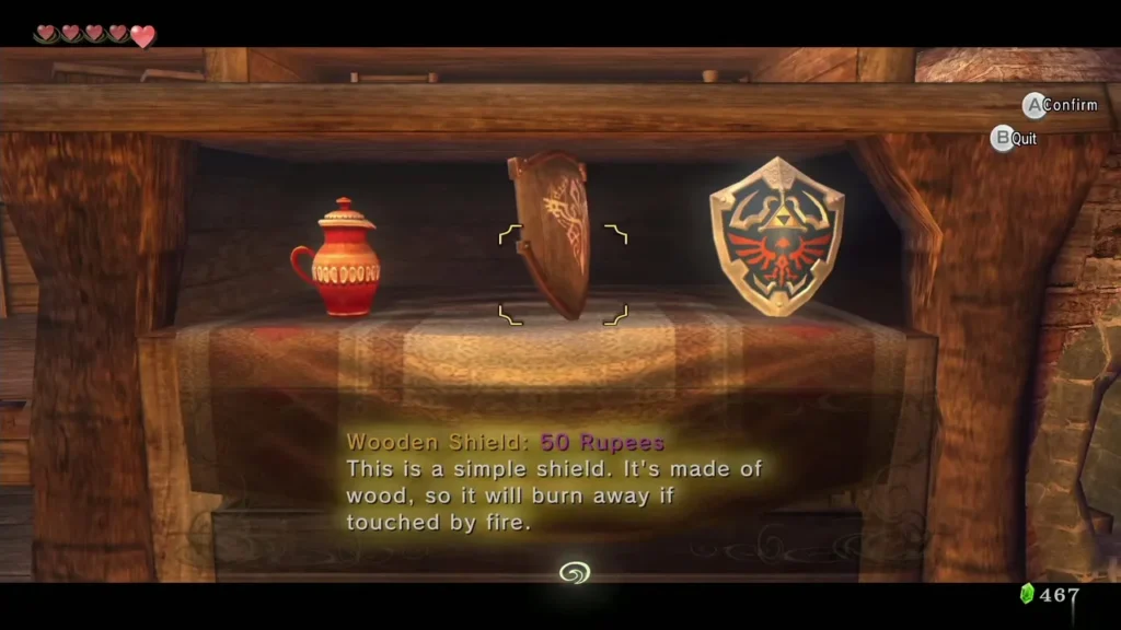 The Wooden Shield on the shelf at Malo Mart with its 50 Rupee price and a warning that it burns The Wooden Shield on the shelf at Malo Mart with its 50 Rupee price and a warning that it burns