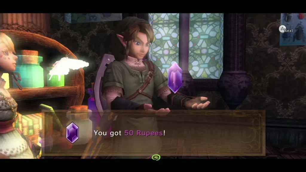 Link receives 50 Rupees for a Golden Bug, with the You got 50 Rupees message Link receives 50 Rupees for a Golden Bug, with the You got 50 Rupees message
