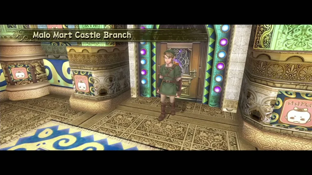 Link stands inside the Malo Mart Castle Branch under its name banner Link stands inside the Malo Mart Castle Branch under its name banner