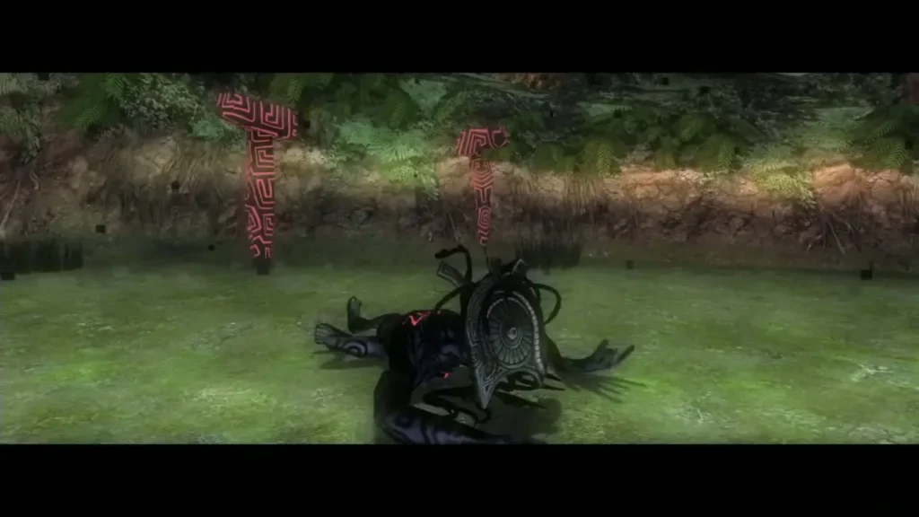 A Shadow Beast landing in the clearing after dropping from the portal A Shadow Beast landing in the clearing after dropping from the portal