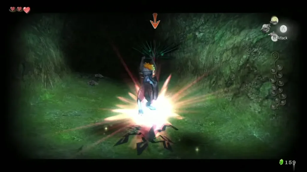 Wolf Link striking a Shadow Insect in a burst of light Wolf Link striking a Shadow Insect in a burst of light