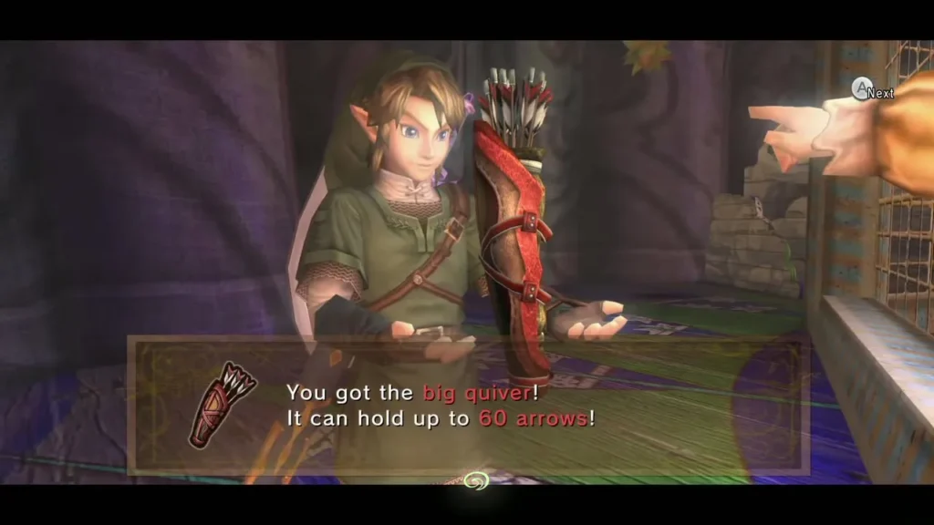 Message announcing the big quiver, which holds up to 60 arrows, from the circus cage Message announcing the big quiver, which holds up to 60 arrows, from the circus cage