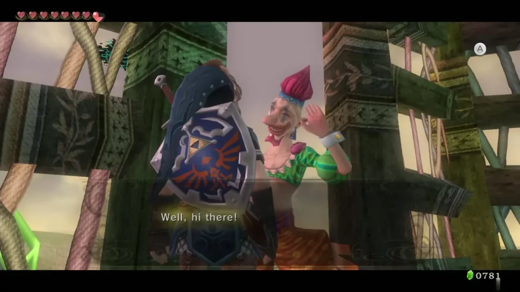 Falbi greeting Link on his tower at Lake Hylia Falbi greeting Link on his tower at Lake Hylia