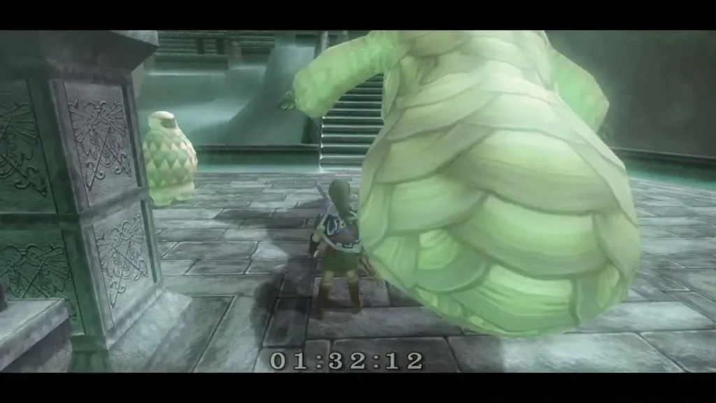 Yeto on the Snowpeak Ruins stairs after the race, asking for a rematch Yeto on the Snowpeak Ruins stairs after the race, asking for a rematch