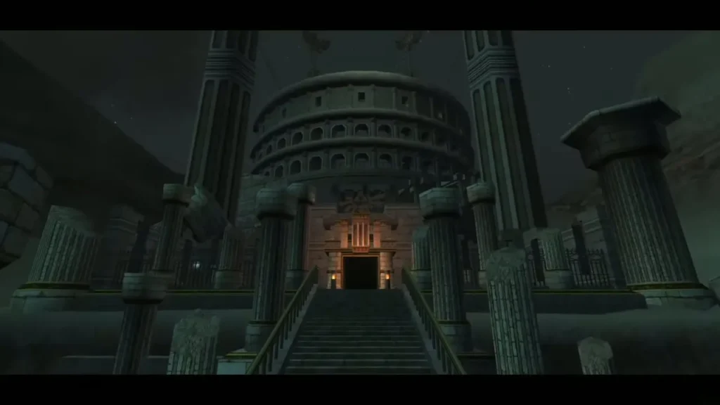 The stone steps and entrance of the Arbiter's Grounds seen from the desert plateau at night The stone steps and entrance of the Arbiter's Grounds seen from the desert plateau at night