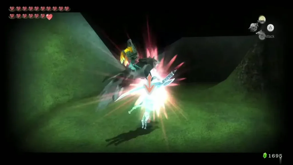 Wolf Link striking a Poe on the grassy island in the City in the Sky Peahat room Wolf Link striking a Poe on the grassy island in the City in the Sky Peahat room