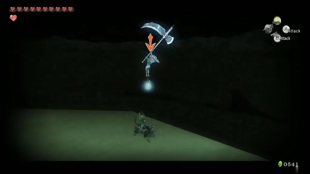 Wolf Link below a glowing Poe spirit on the night desert rock Wolf Link below a glowing Poe spirit on the night desert rock