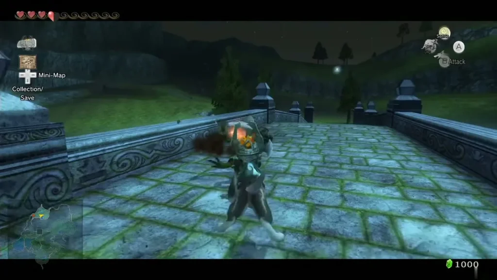 Wolf Link attacking a Poe on a stone plaza outside Castle Town Wolf Link attacking a Poe on a stone plaza outside Castle Town