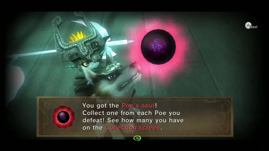 Wolf Link and Midna with the Poe's soul message after the Owl Statue Poe Wolf Link and Midna with the Poe's soul message after the Owl Statue Poe