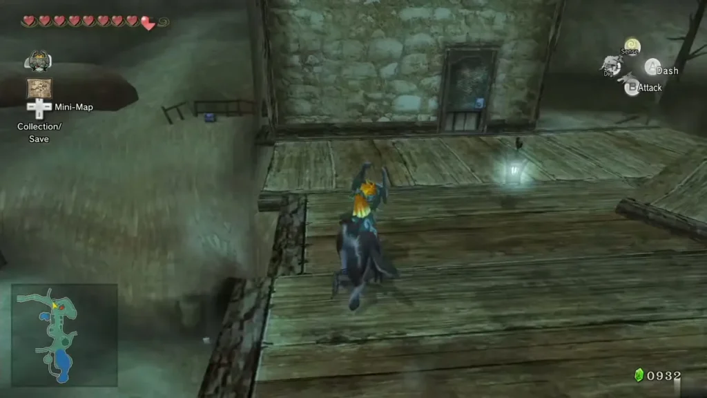 A Poe's light drifting beside the stone wall of the lookout tower A Poe's light drifting beside the stone wall of the lookout tower
