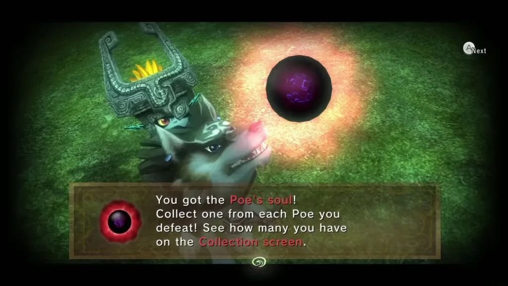 Poe soul message box with Midna and Wolf Link on a field at night Poe soul message box with Midna and Wolf Link on a field at night