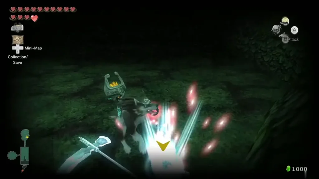 Wolf Link attacking a glowing Poe at night beside the Pedestal of Time Wolf Link attacking a glowing Poe at night beside the Pedestal of Time