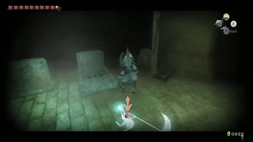 Link attacking a Poe among the tombstones behind the Kakariko houses at night Link attacking a Poe among the tombstones behind the Kakariko houses at night