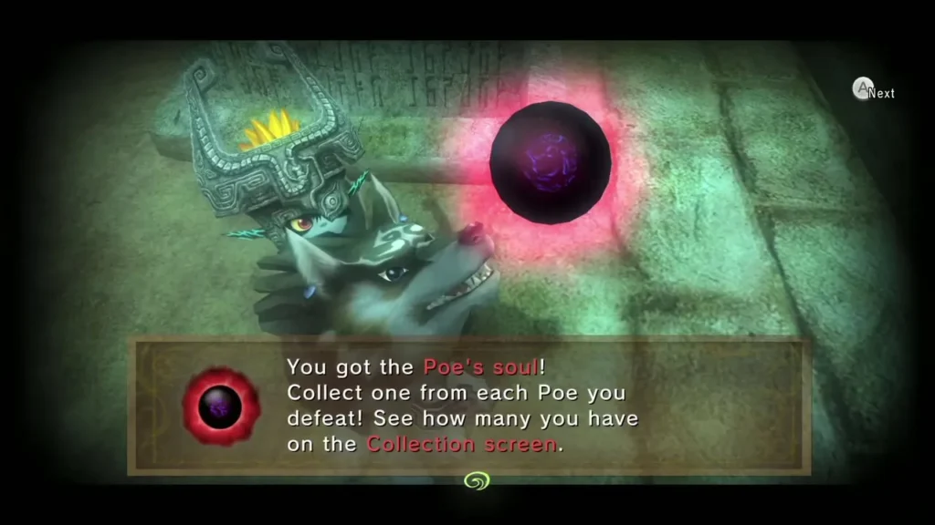 Poe soul message box shown beside a tombstone wall at night in Kakariko Poe soul message box shown beside a tombstone wall at night in Kakariko