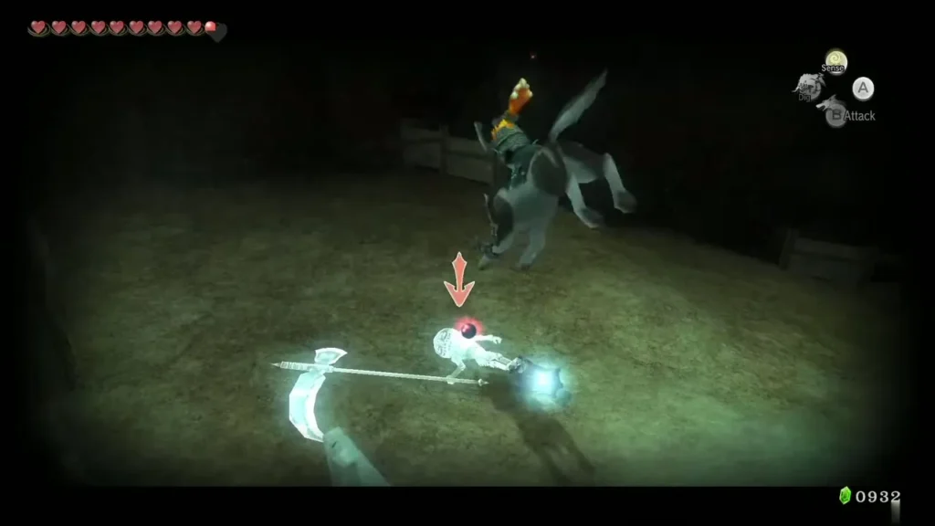 Wolf Link jumping at a Poe on the ground outside the village at night Wolf Link jumping at a Poe on the ground outside the village at night