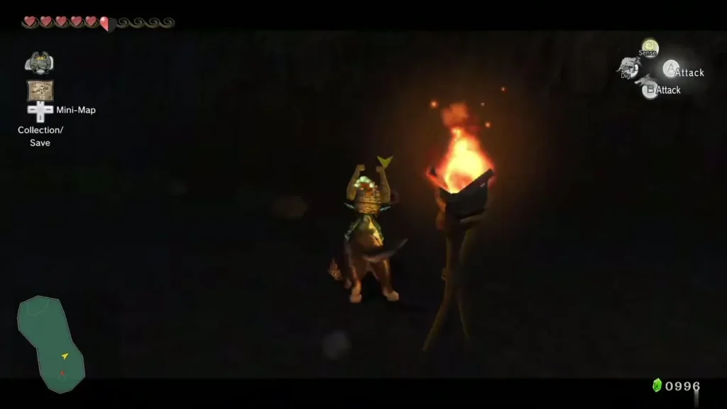 Wolf Link and Midna beside a torch in a dark cave Wolf Link and Midna beside a torch in a dark cave
