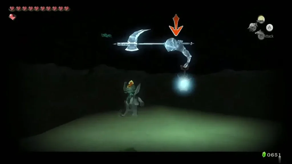 Wolf Link with Midna striking a Poe under a glowing arrow Wolf Link with Midna striking a Poe under a glowing arrow