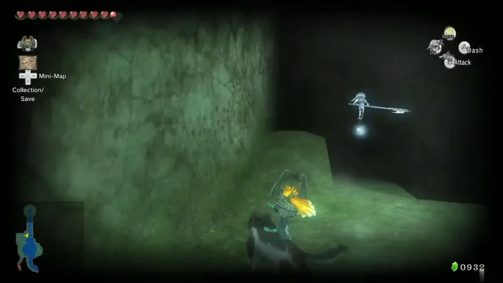 The Poe raising its scythe over the walkway as Wolf Link approaches The Poe raising its scythe over the walkway as Wolf Link approaches
