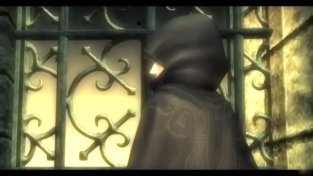 Cloaked Zelda standing at the barred window of the tower Cloaked Zelda standing at the barred window of the tower