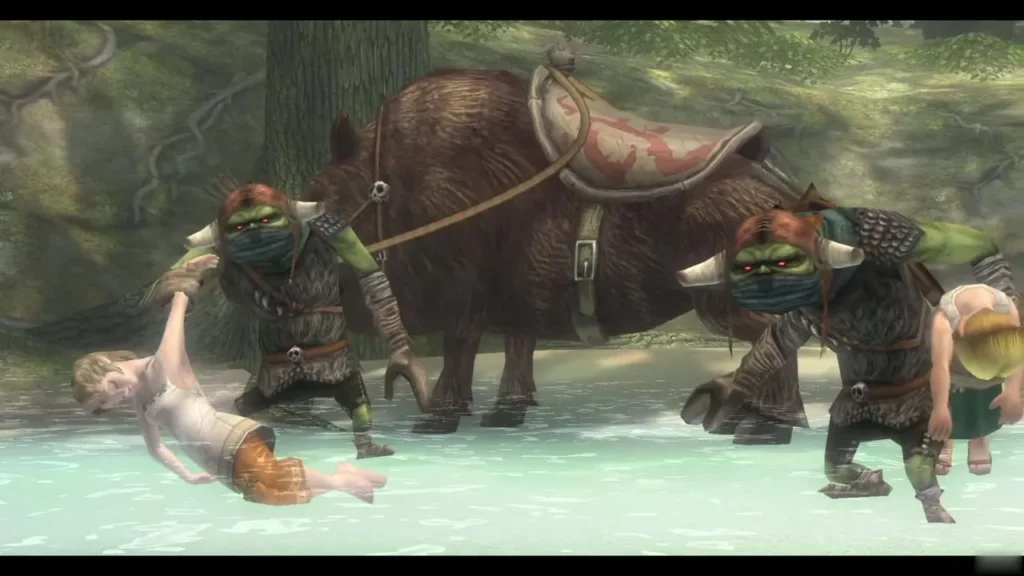 Bulblin raiders dragging Ilia away from Ordon Spring Bulblin raiders dragging Ilia away from Ordon Spring