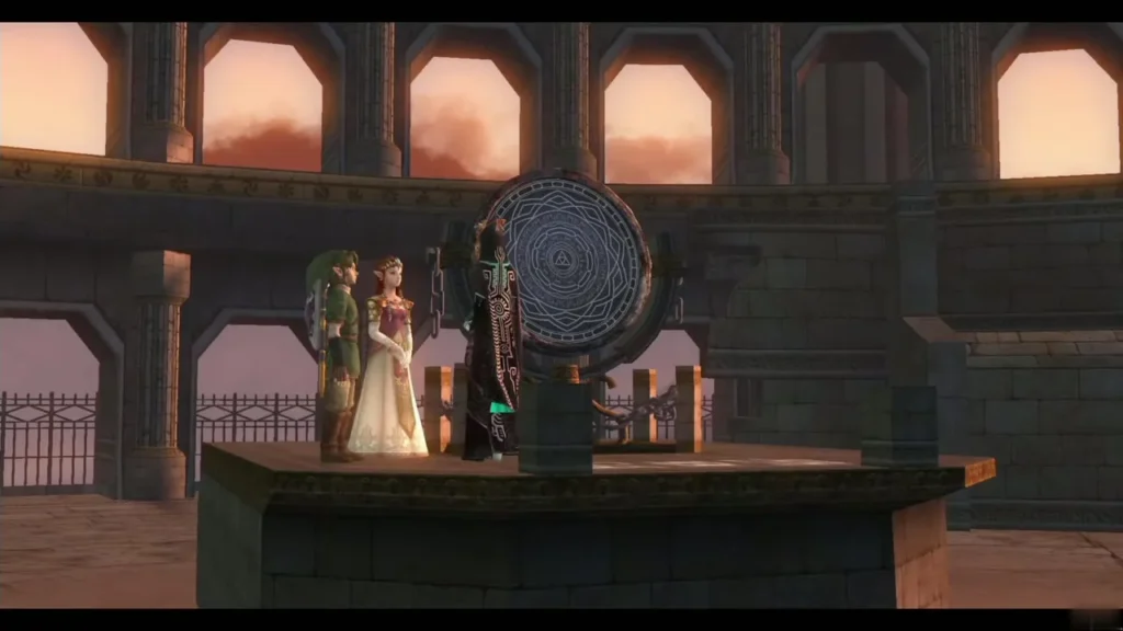 Midna stands before a glowing sigil in the Mirror Chamber, eyes lowered Midna stands before a glowing sigil in the Mirror Chamber, eyes lowered