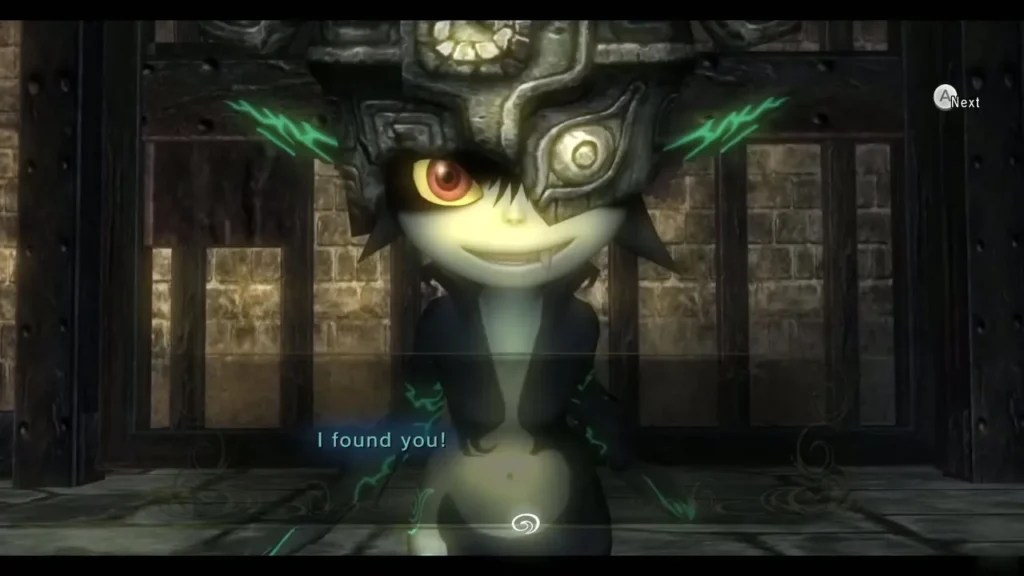 Midna behind the dungeon cell gate saying she found the wolf Midna behind the dungeon cell gate saying she found the wolf