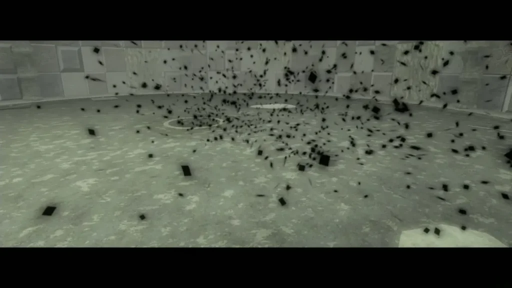 Morpheel breaking apart into black particles in the Lakebed Temple Morpheel breaking apart into black particles in the Lakebed Temple
