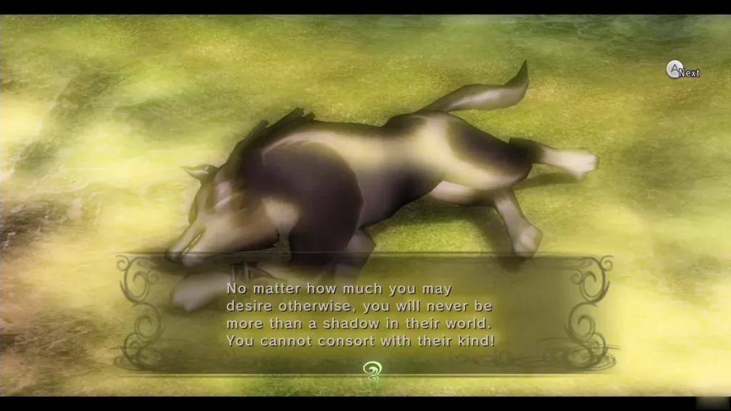 Wolf Link lying on the grass as Zant speaks Wolf Link lying on the grass as Zant speaks