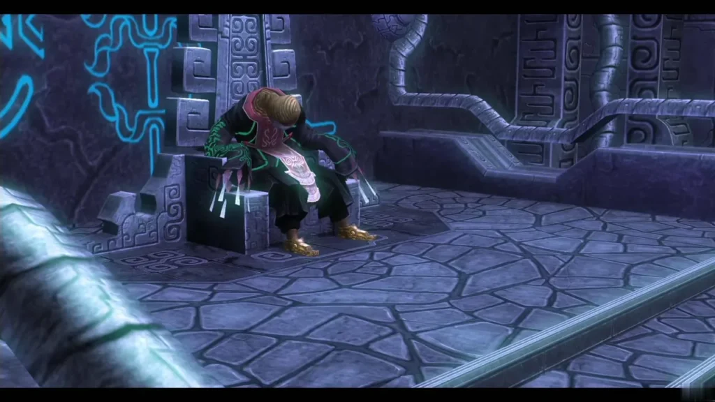 Zant slumps on his throne in the Palace of Twilight throne room Zant slumps on his throne in the Palace of Twilight throne room
