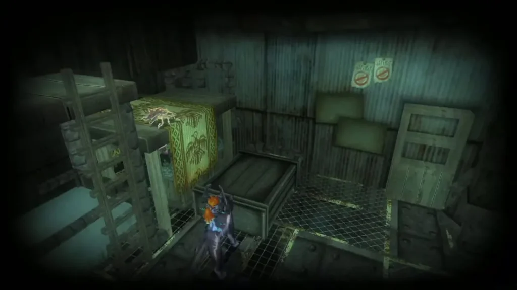 Wolf Link beside the green-cloth cupboard in the bomb shop upstairs