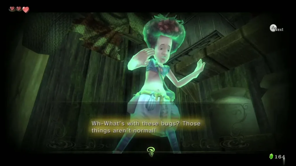 Coro, a ghostly woman, complains about the strange bugs in her house