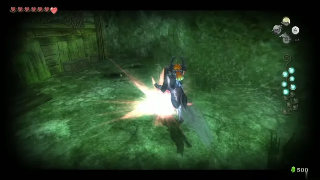Link as Wolf beside an insect crawling out of the grass near the platform