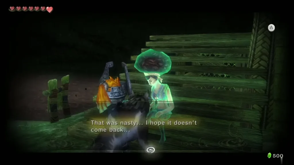 Link as Wolf and Iza on the boat shop platform after the insect scare