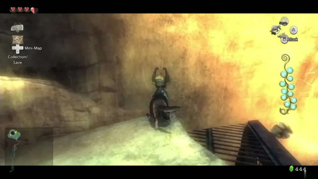 Midna riding up a sandstone ramp on Death Mountain
